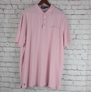 Pink Polo Ralph Lauren short sleeve three button pocket shirt, blue, tall